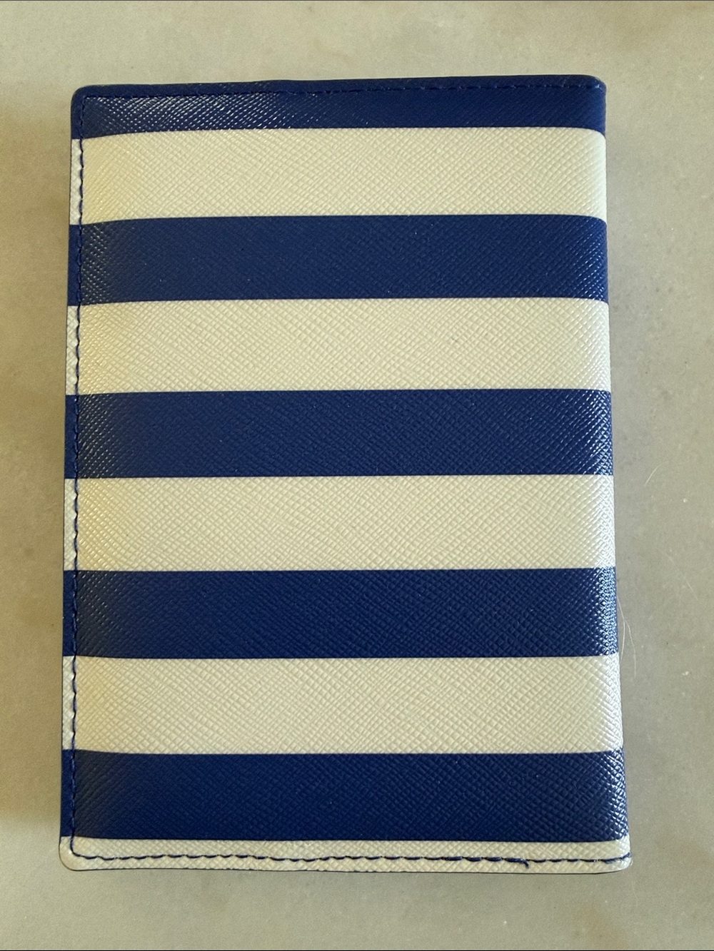 Kate Spade Blue & White Stripe Passport Cover with Red Sunglasses Accent - Picture 3 of 4